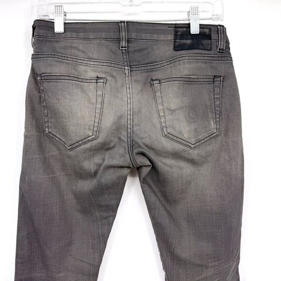 R13 Boy Skinny Womens 25 Jeans Slate Grey Vintage Ankle Factory whiskering - Picture 6 of 12